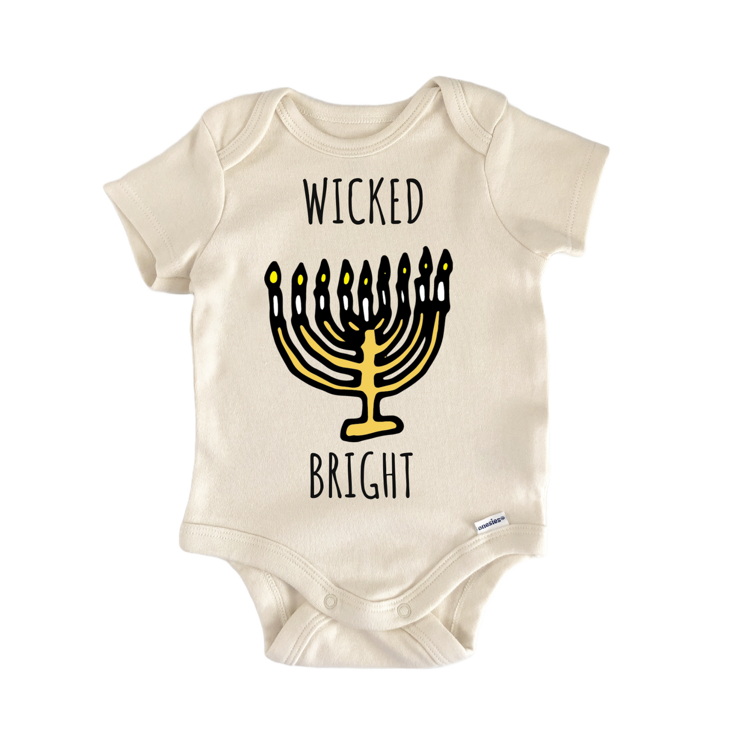 Wicked Bright Menora Jewish Hanukkah Baby Gift Baby Bodysuit