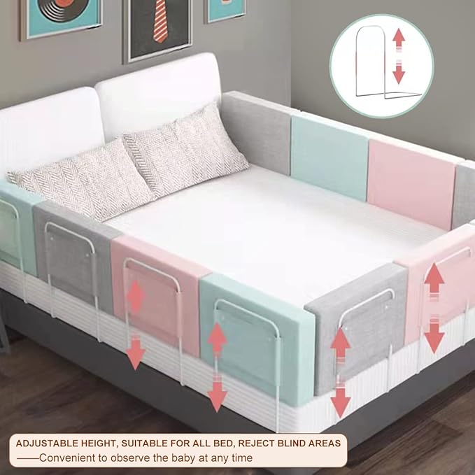 Bed Rail Bumpers for Toddlers, for Elderly Adults Safety, Bed Side Guard Rails for Kids, Twin,Queen & King Full Size Beds(Gray, 2 Packs)