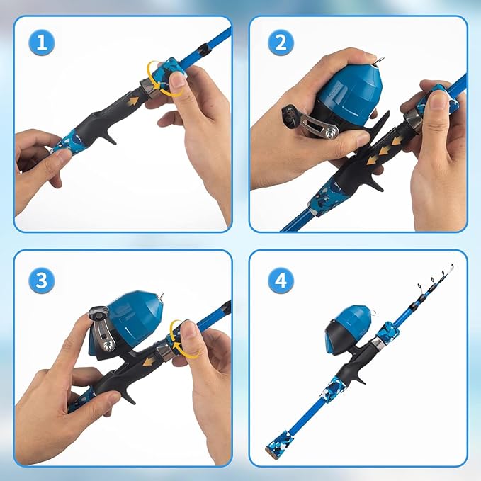 Kids Fishing Pole Kit Set,Portable Telescopic Fishing Rod and Reel Combo Full Kits for Boys, Girls, Beginner, Youth