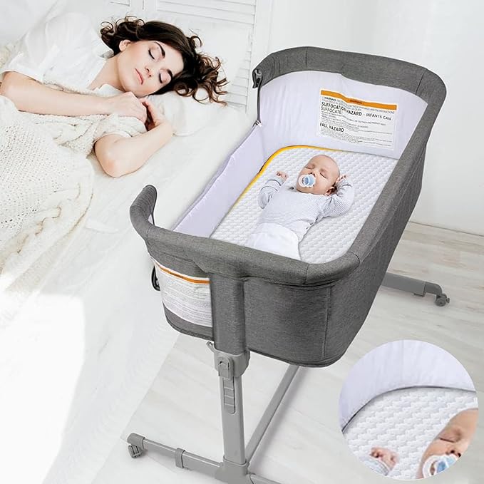 Lisara Baby Bassinet Mattress, 32 x 18 Dual Sided Gel Memory Foam Mattress with Waterproof, Removable and Breathable Ice Silk Cover, Fit for RONBEI Bassinet, Ingenuity Foldaway and Cuddor Bassinet