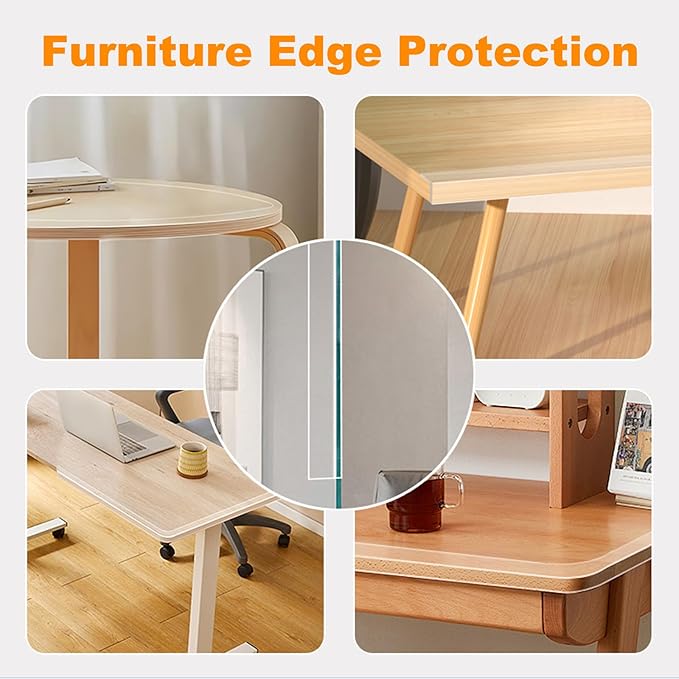 CHENYA Clear Edge Protector Strip Sharp Edge Wrap Cover Tape,0.8 in x 13.12 FT,Self Adhesive Protective Bumper Guards for Cabinet Door Desk Glass Table Bed Furniture, Kitchen Countertop, Waterproof
