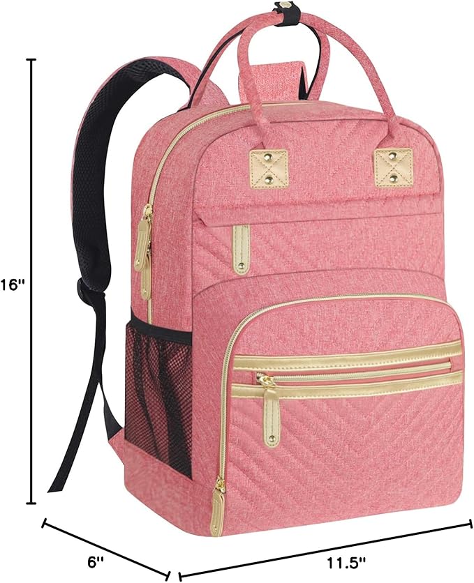 Baby Diaper Bag Backpack Tote for Women Large Capacity with Insulated Pockets Multifunctional Waterproof Diaper Bags For Baby Girl Boy Mama Maternity Travel Bag Pink