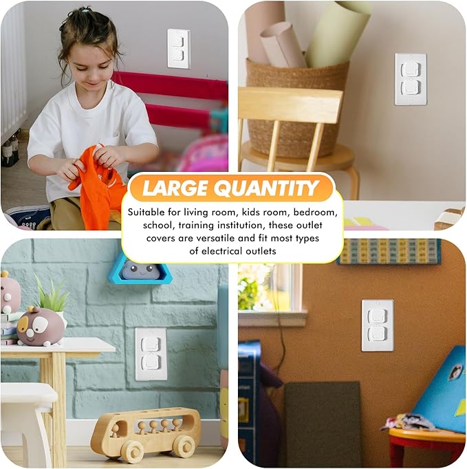 Thyle 200 Pcs Outlet Covers Protectors Plug Bulk Child Baby Proofing Proof for US 3-prong Electrical Outlets Easy Install Socket Sturdy Safe Secure Baby Proofing Kit for Home Office