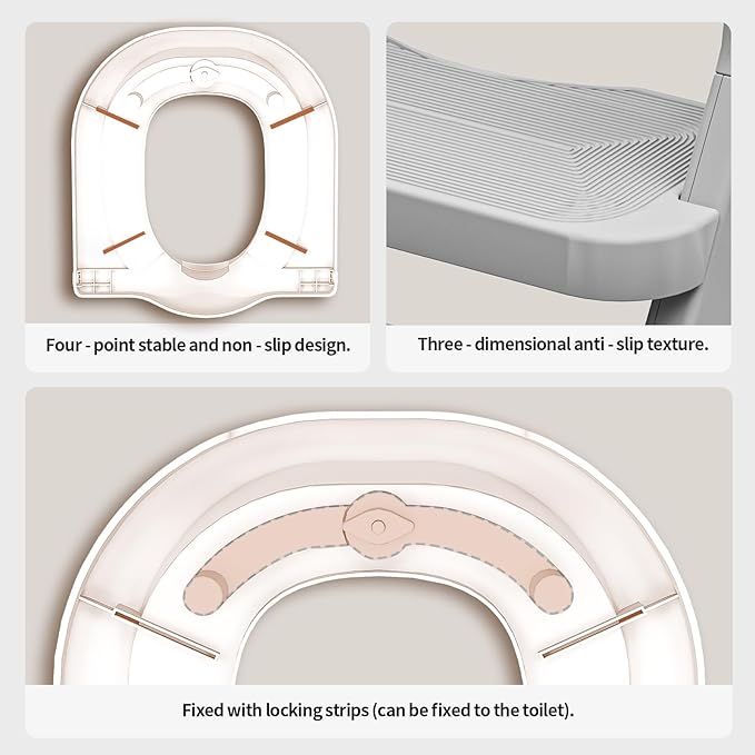 Toddler Potty Training Toilet Seat-Alongside Foldable Potty Train Chair Adapter, Potty Seats with Steps Ladder for Toddlers Kids, Boys, Girls, Child, Baby, and Must-Haves Portable Step Stool Supplies