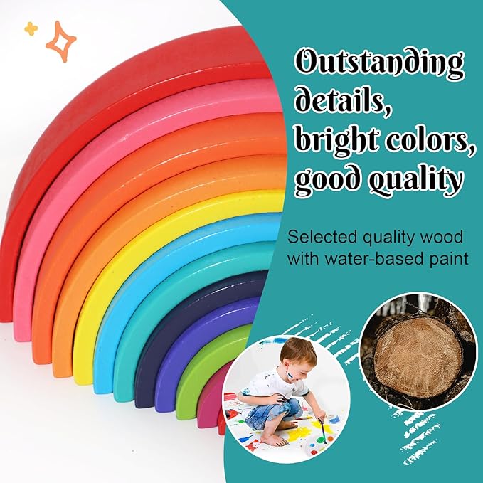 Montessori Rainbow Arch Building Blocks β 12-Piece Creative Stacking Toy for Kids, Multifunctional Educational Playset for Fine Motor Skills, STEM Learning Toy