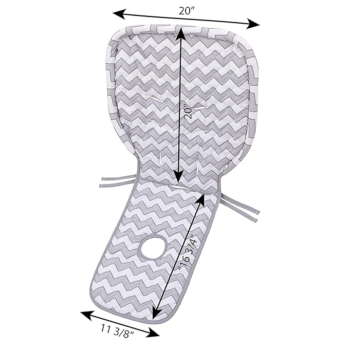 – Soft Gray and White Chevron High Chair Pad | Easy to Install Replacement Cushion | Fits Most 3-5 Point Harness High Chairs