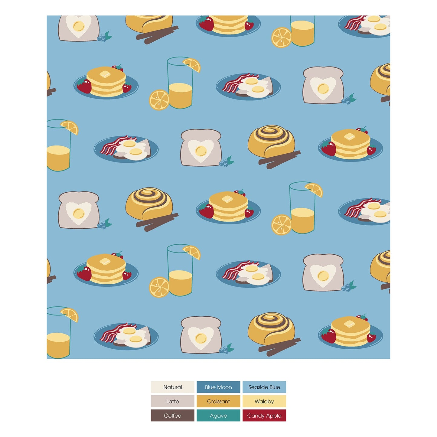 Print Coverall with 2 Way Zipper in Seaside Blue Breakfast in Bed