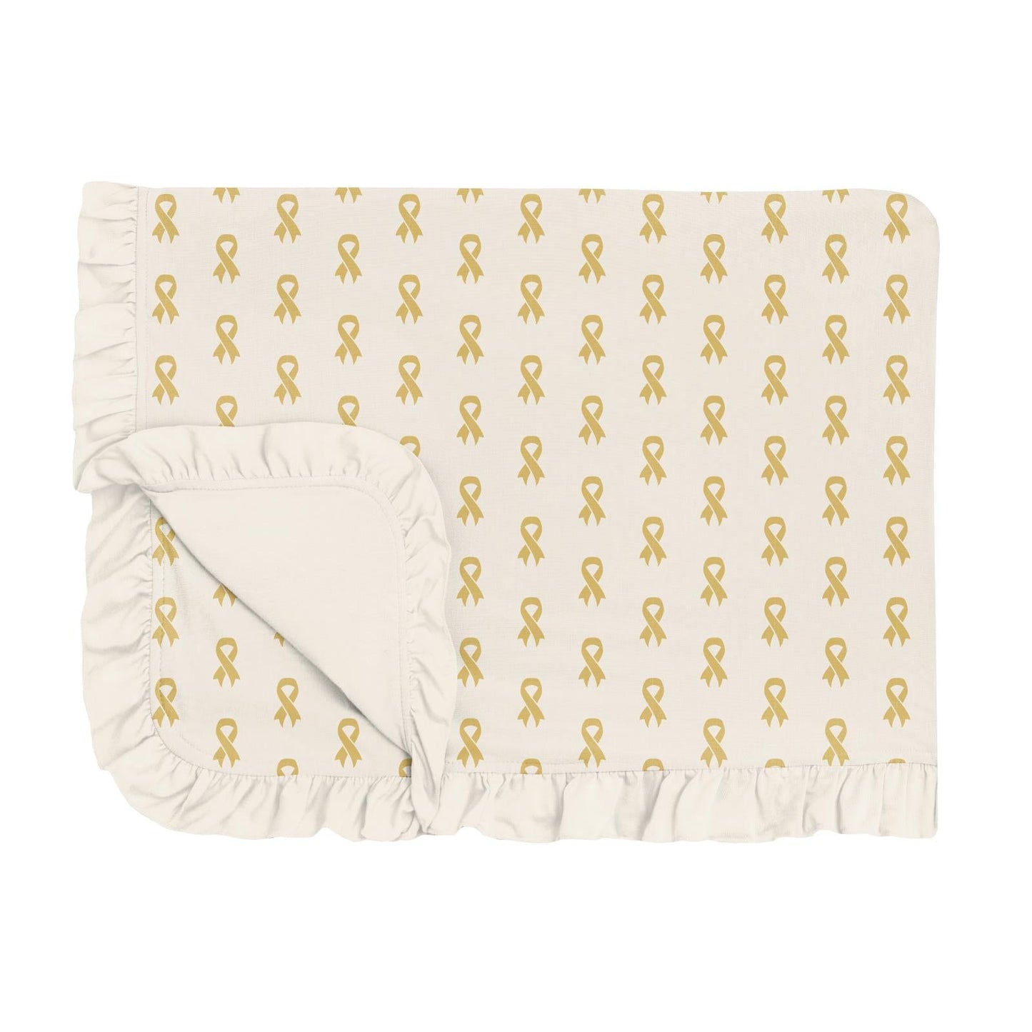 Print Ruffle Toddler Blanket in Gold Ribbon