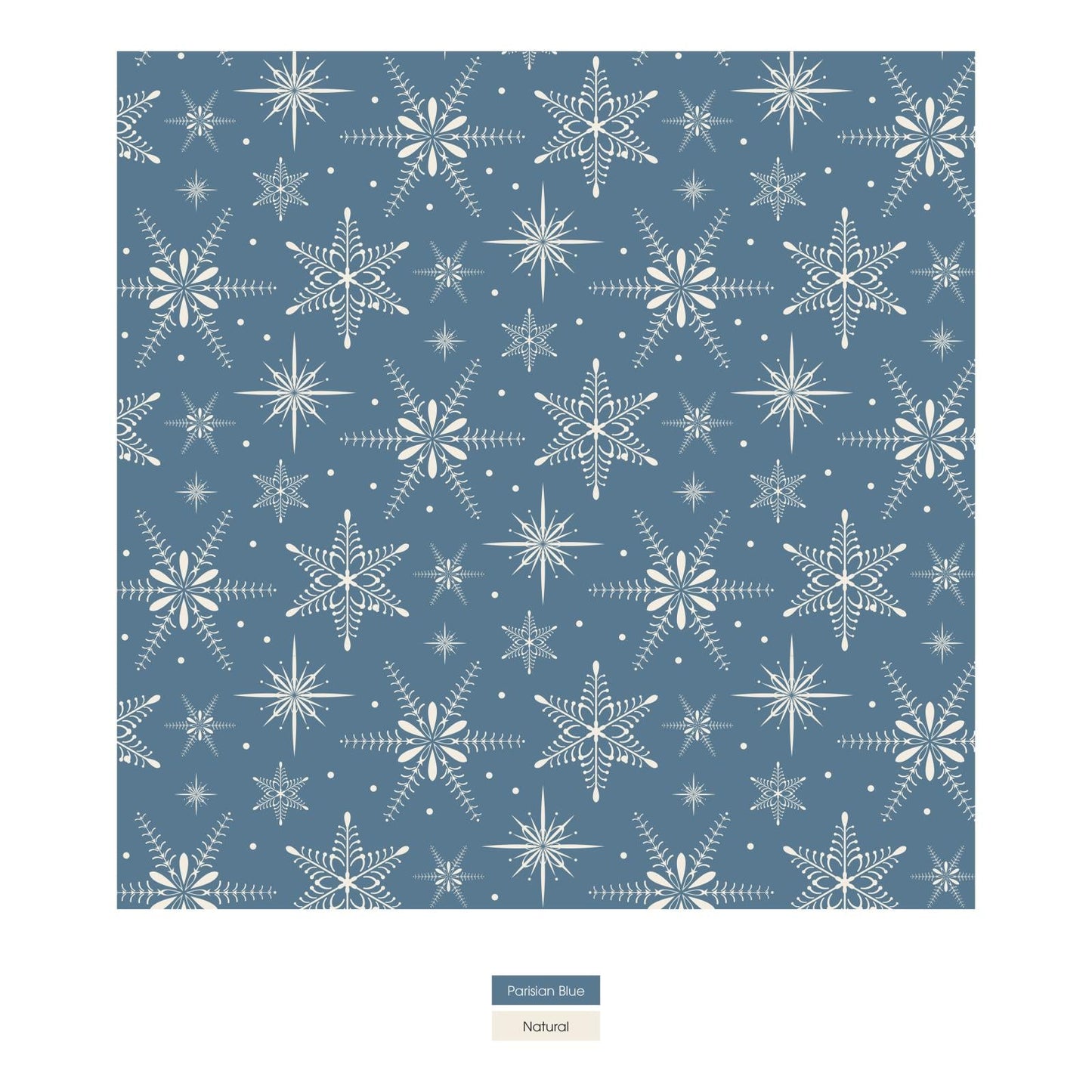 Print Long Sleeve Tiered Dress in Parisian Blue Snowflakes