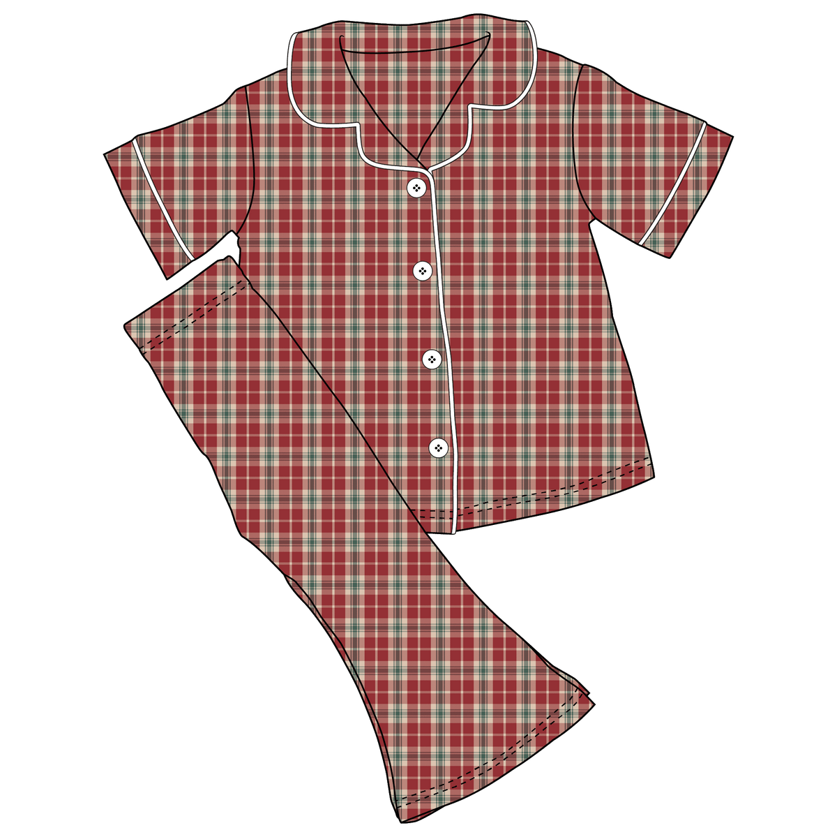 Red Plaid Bamboo Girls Luxe Lounge Set (Pre-Order)