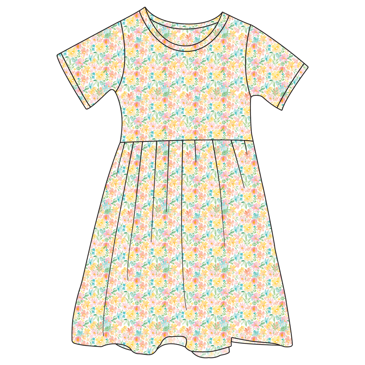 Stevie Kate Multi Floral Bamboo Ruffle Spin Dress (Pre-Order)