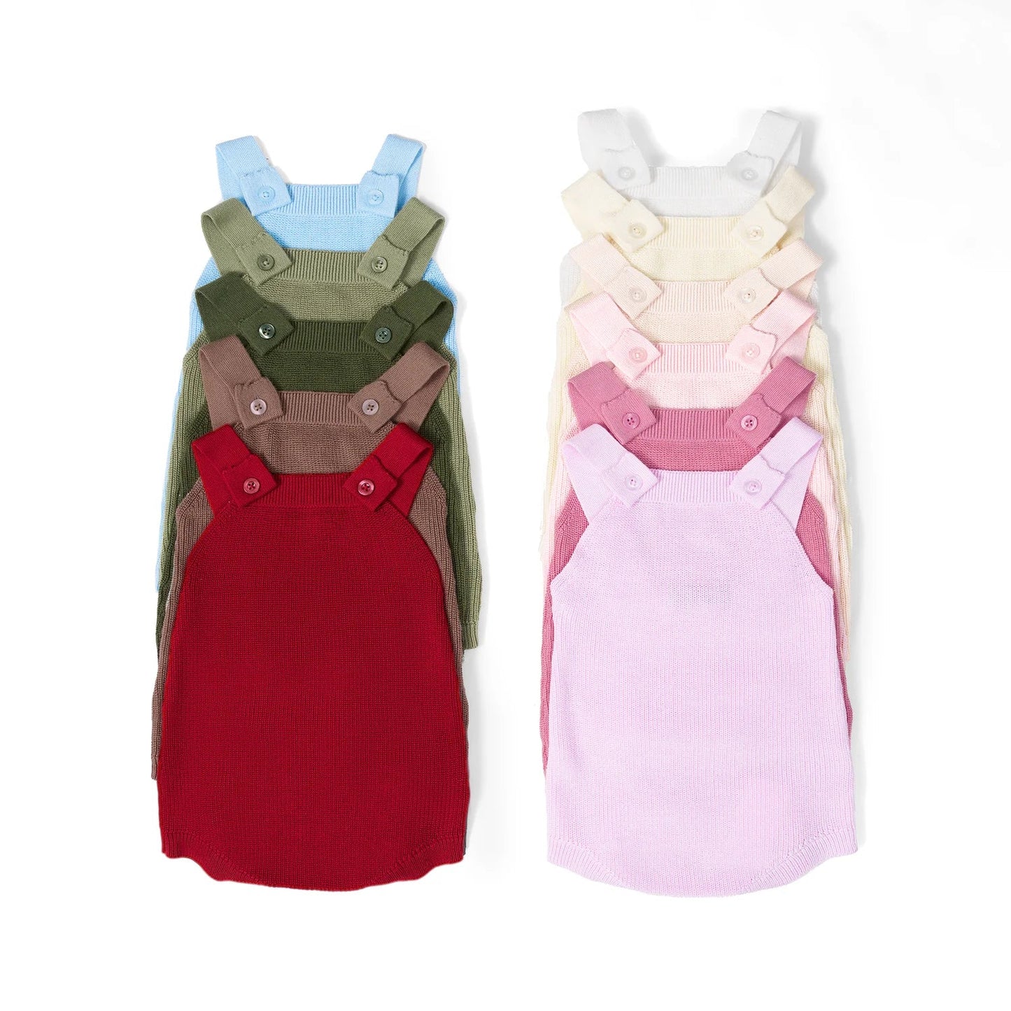 Baby Knit Button Strap Romper in Rose Pink