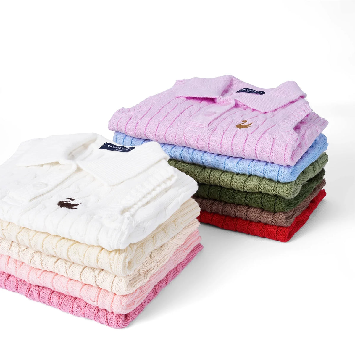 Cable Knit Sleeveless Polo Shirt in Red Xmas