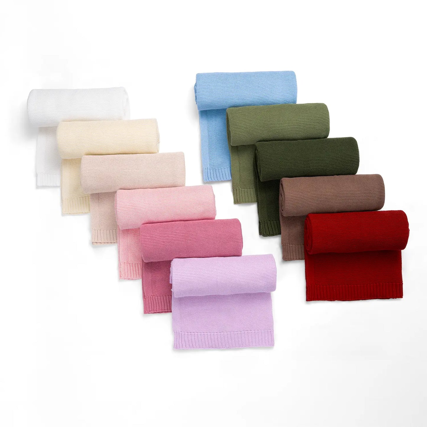 Classic Knit Cotton Baby Blanket in Forest Green