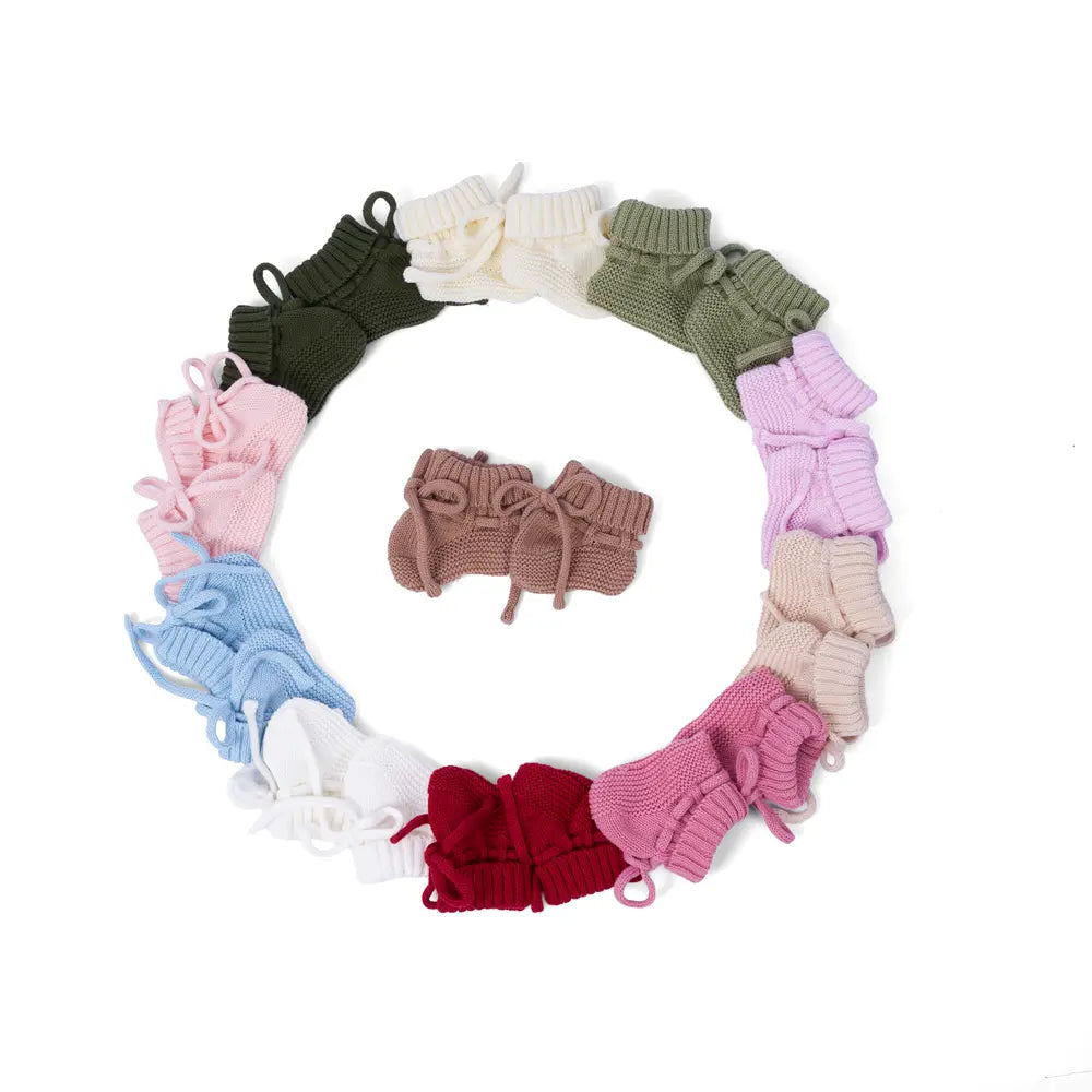 Knitted Booties in Rose Pink