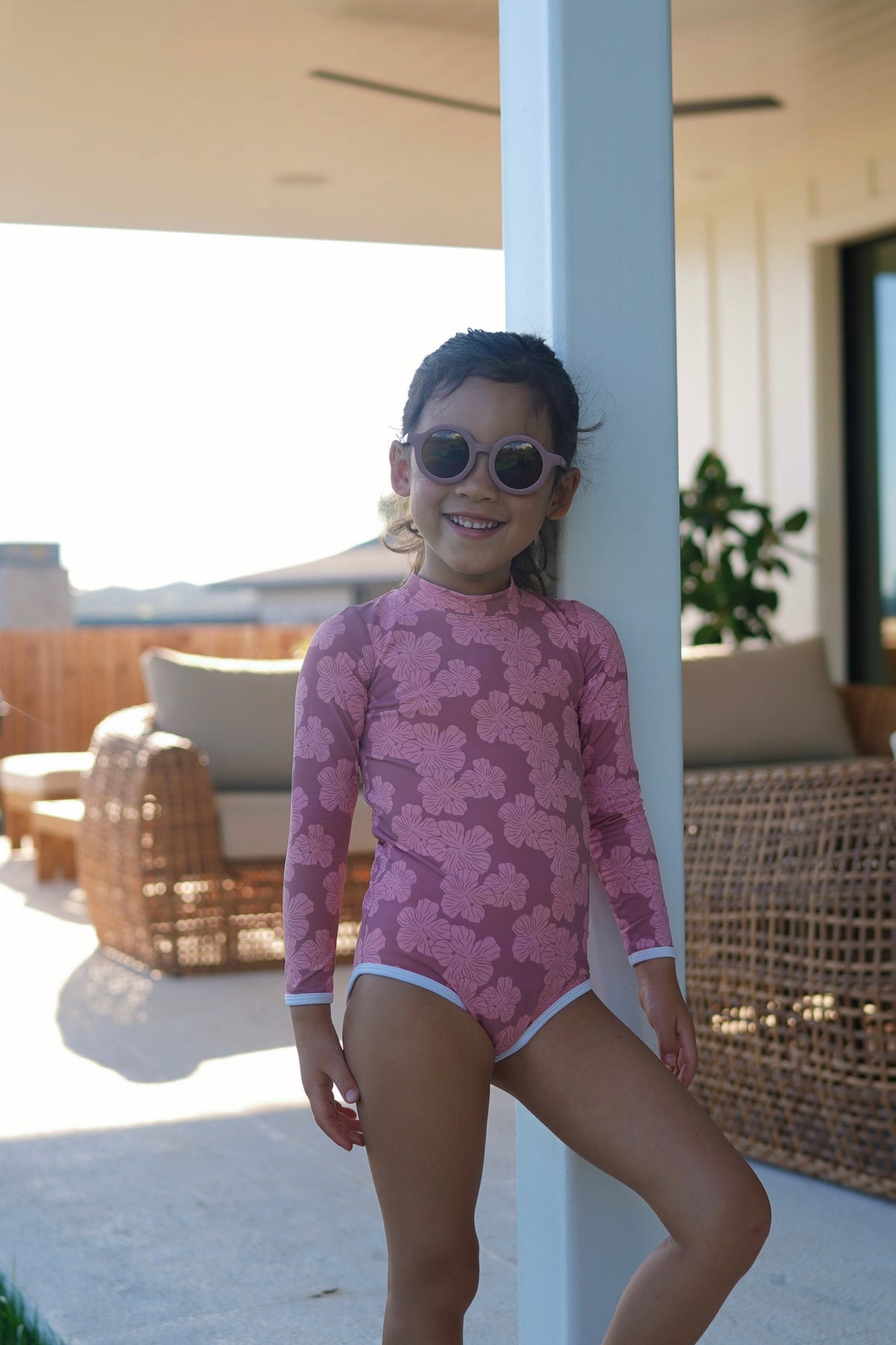 Girls Rashguard One Piece Swimsuit