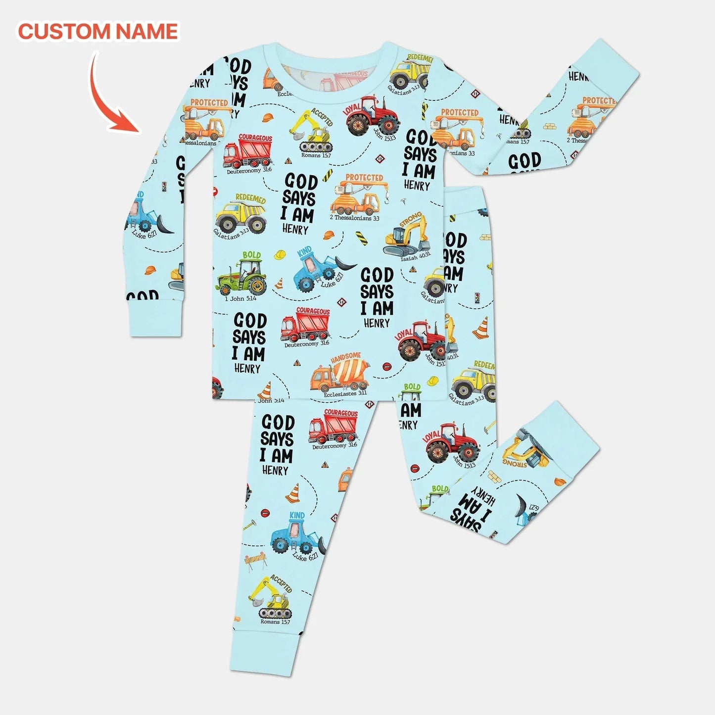 Custom Name God Says I Am Boy Bamboo Two Piece Long Sleeve Pajama Set