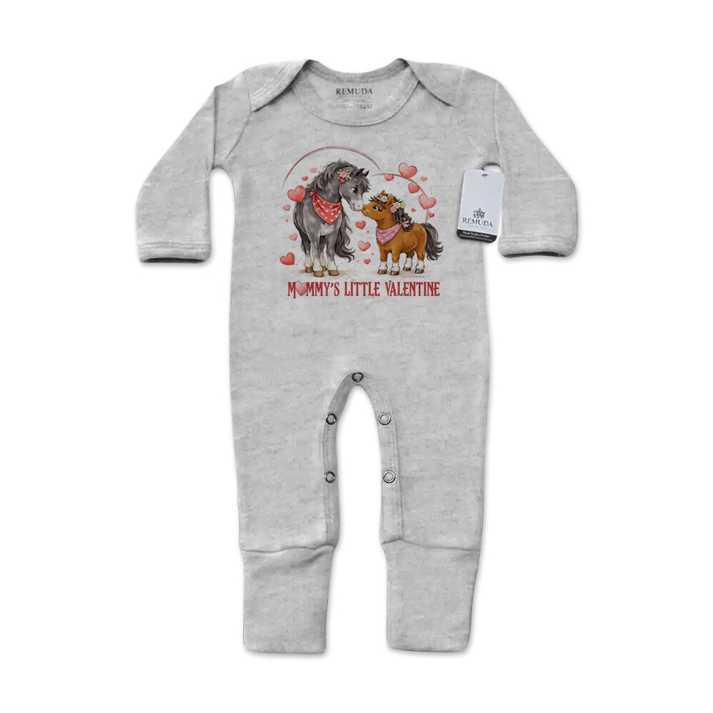 Mommy's Little Valentine Cowgirl - Infant Western Girls One-Piece Footed Pajamas W/Mittens