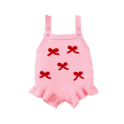 Baby Sling Doll Clothes Wool Romper Bow Embroidery Girl Sweet