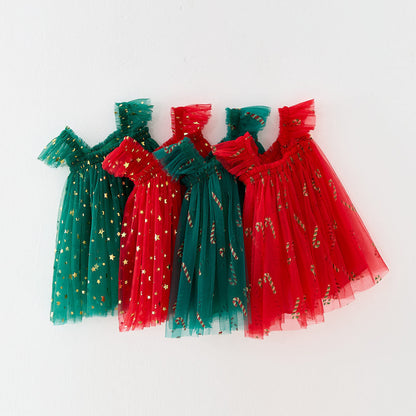 Christmas New Children Shirt XINGX Suspender Skirt For Girls