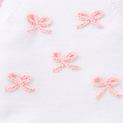 Baby Sling Doll Clothes Wool Romper Bow Embroidery Girl Sweet