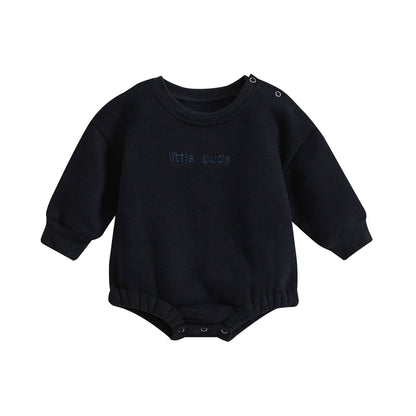 Infant Jumpsuit Solid Color Loose Long Sleeves Onesie