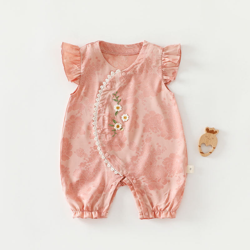 Baby Cotton Onesie Boneless Bodysuit Long-sleeve First-month Sleepwear For Girls