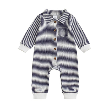 Babies' Jumpsuit Front Open Single-breasted Knitted Long Sleeve