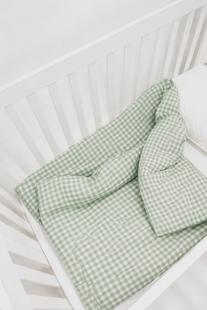 Green Gingham Crib Quilted Blanket