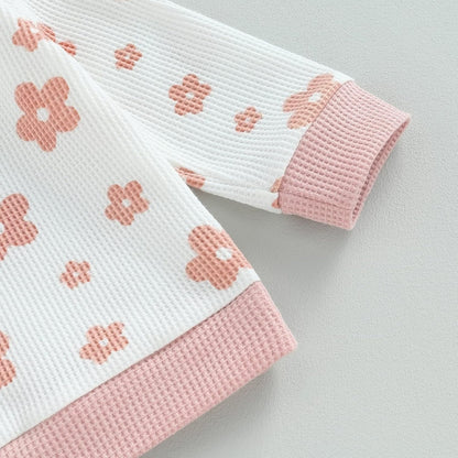 Children's New Flower Print Sweater Suit