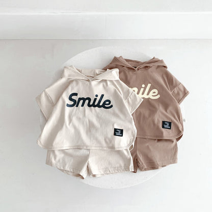 Letter Print Short-sleeve Shorts Suit