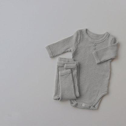 New Baby Long-sleeved Pit Strip Romper  Pants Suit