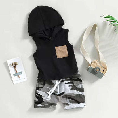 Boys' Hooded Vest T-shirt Suit