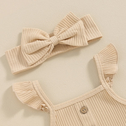 Girls' Sleeveless Jumpsuit Three-piece Suit