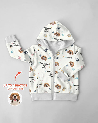 Custom Dog Photo "Protected By" Bamboo Zip Hoodie