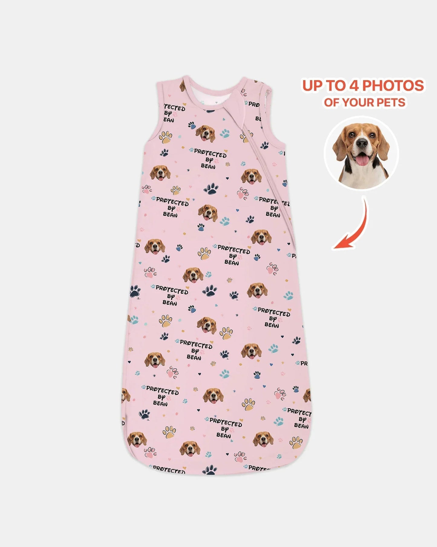 Custom Dog Photo Pattern Protected By Bamboo Sleep Bag