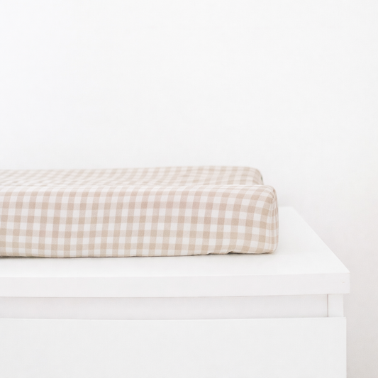Beige Gingaham Changing Pad Cover