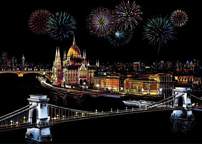 City night scratch painting