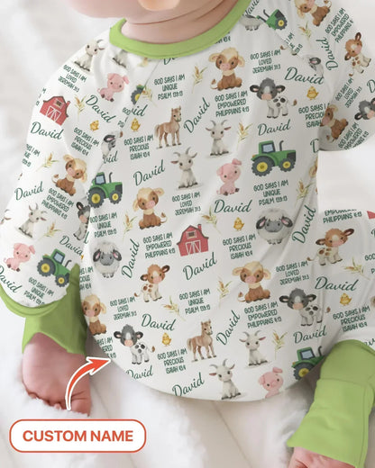 Custom Name God Says I Am Farm Animals Bamboo Convertible Zippy