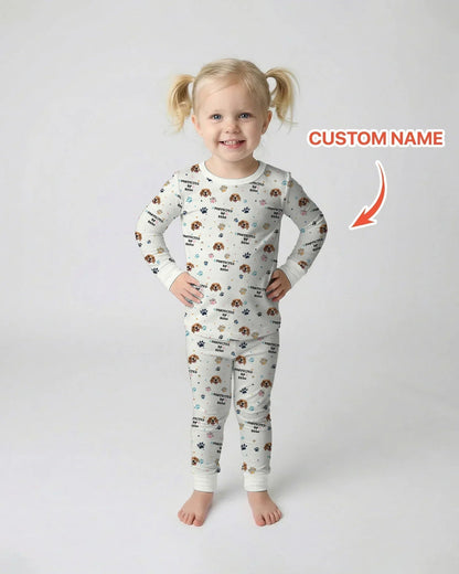 Custom Dogs Photo "Protected By" Bamboo Two Piece Long Sleeve Pajama Set