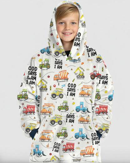 God Says I Am Boy Bamboo Blanket Hoodie