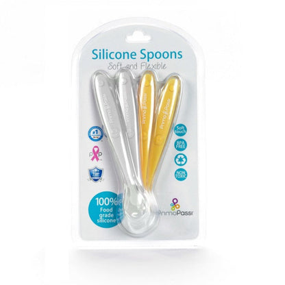 Primo Passi - Silicone Spoon, 4PK, Grey and Yellow