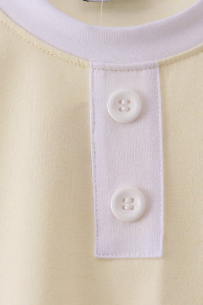 Yellow cross embroidery top