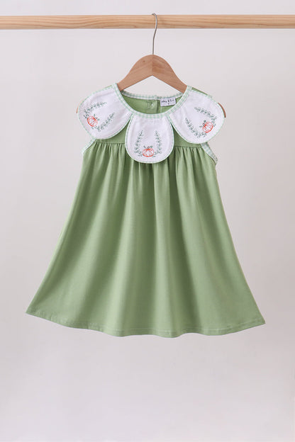 Sage Pumpkin Embroidered Dress