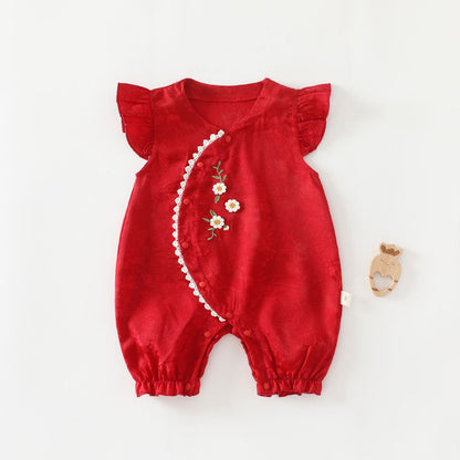 Baby Cotton Onesie Boneless Bodysuit Long-sleeve First-month Sleepwear For Girls
