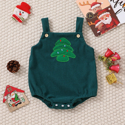 Santa Claus Christmas Tree Girls' Christmas Triangle Rompers
