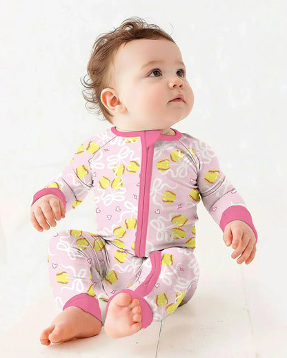 Softball Cherry Mom And Girl Matching Bamboo Convertible Zippy