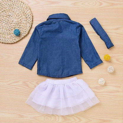Denim jacket three-piece suit