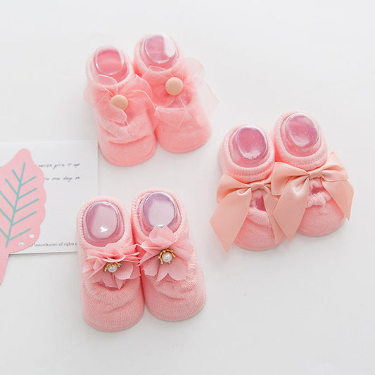 3 pairs of lace bow hole socks