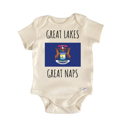Michigan Great Lakes State Flag Baby Gift Baby Bodysuit